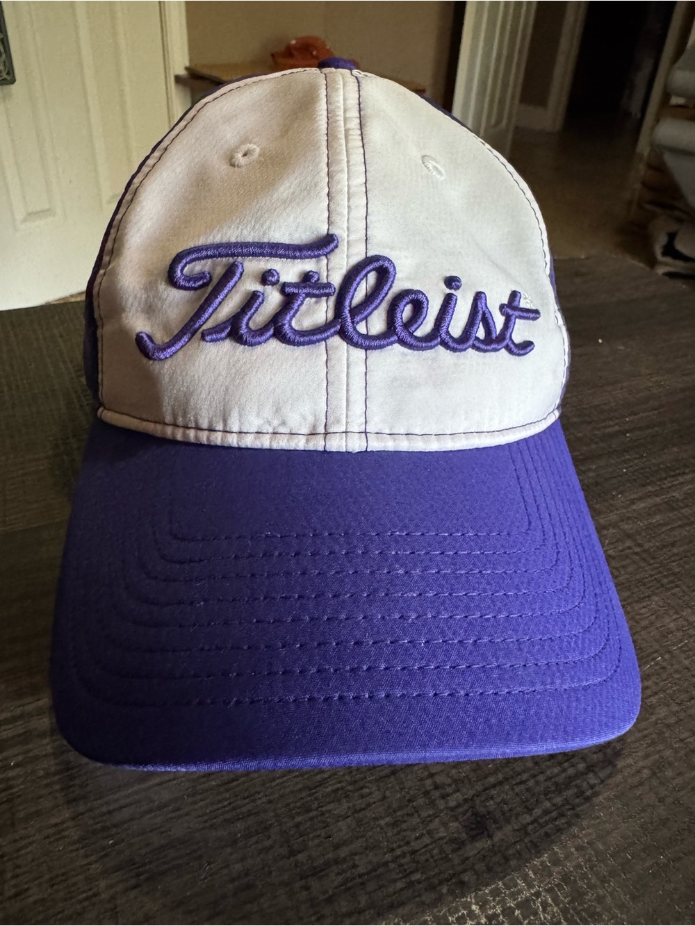 Titleist White and Purple Embroidered Logo Golf Cap
